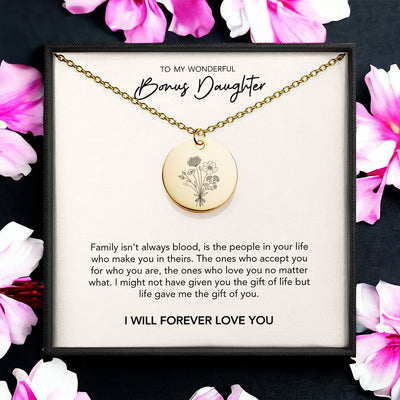 Disk Necklace Bonus Daughter Flower