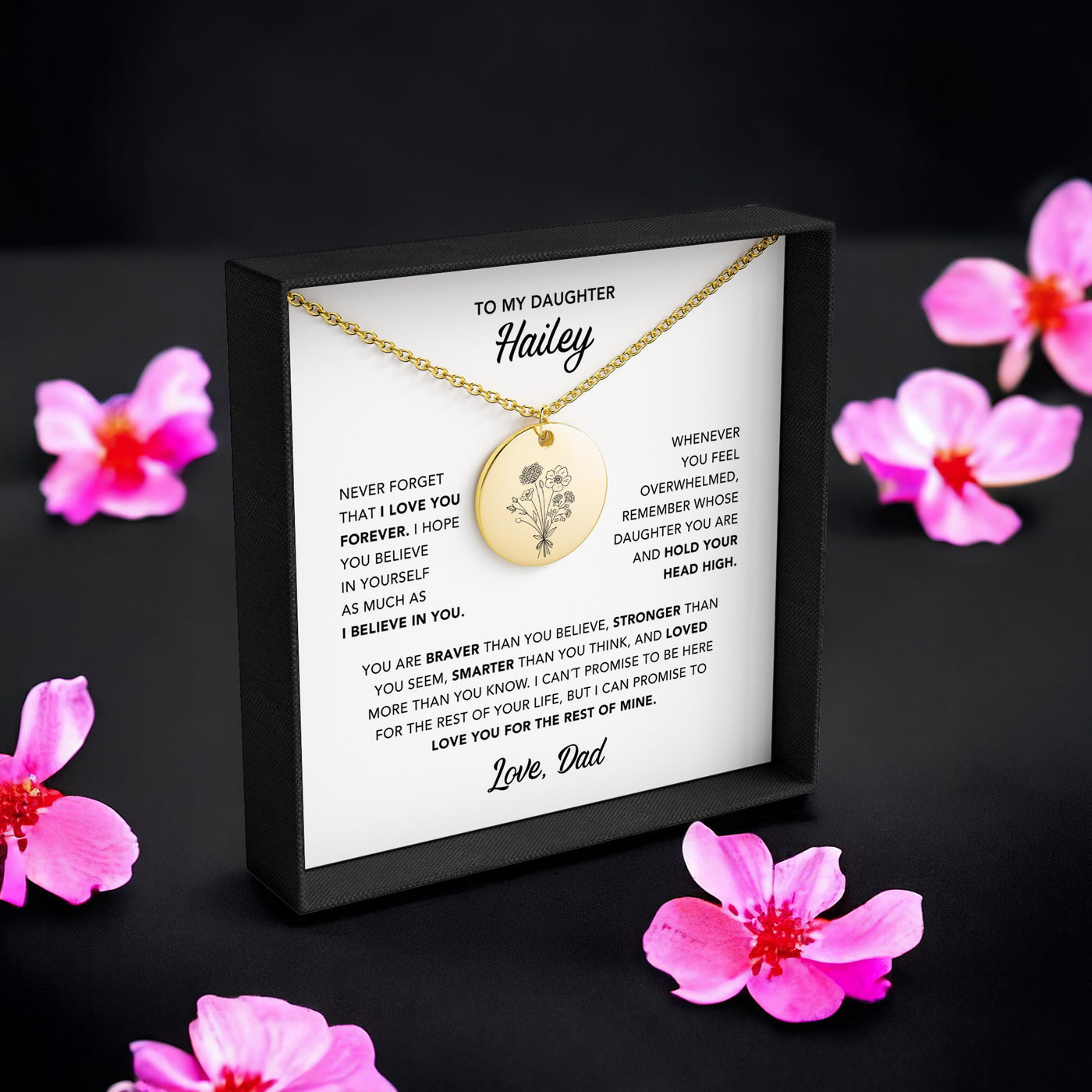 Disc Necklace to my dughter, Flowers