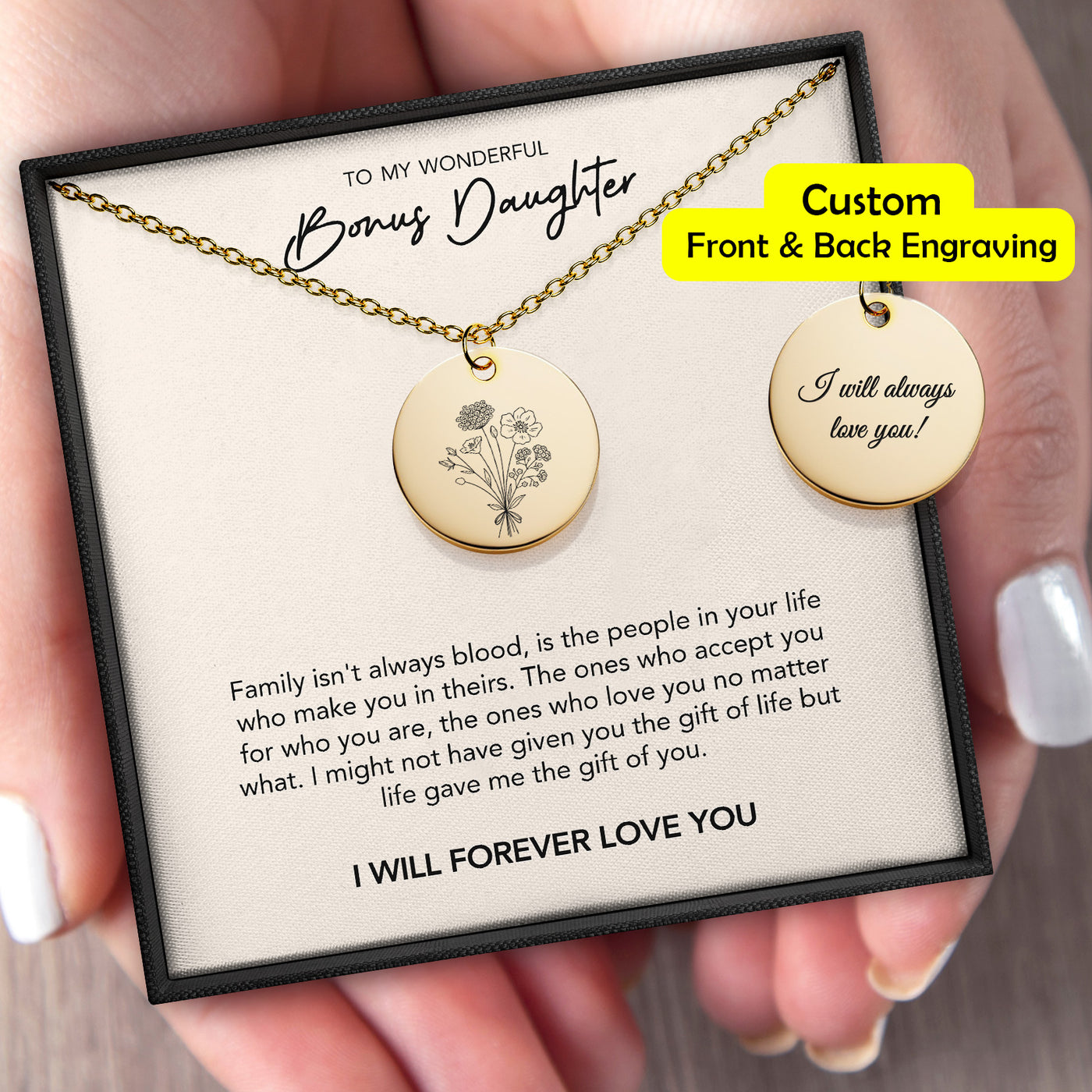 Disk Necklace Bonus Daughter Flower