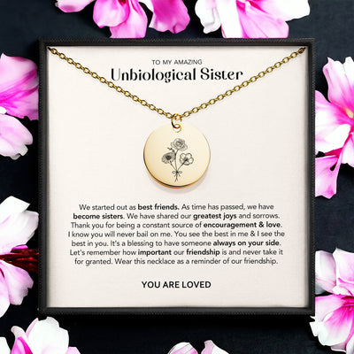 Disc Necklace Unbiological Syster Birthflowers