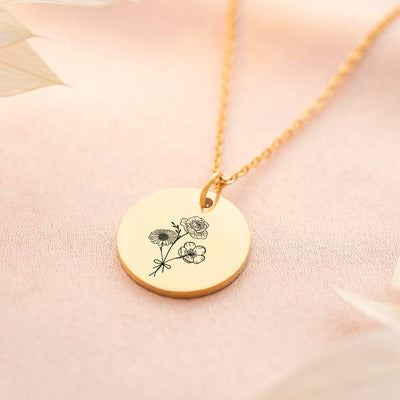 Disc Necklace Unbiological Syster Birthflowers