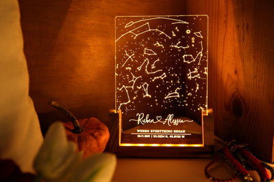 Custom Constellation Star Map Night Light - Personalized Anniversary Gift - Gift for Him / Her - Gift for Husband / Wife - Custom Night Sky