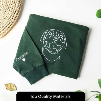 Custom Embroidered Dog Line Art Hoodie