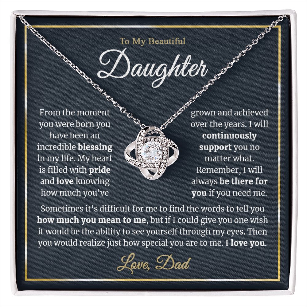 To My Daughter - From the moment you were born - Love-knot Necklace