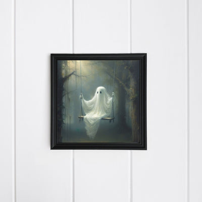 Cute Little Ghost On The Swing - Art Print
